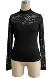 Floral Lace Mock Neck Long Sleeve Top