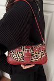 Leopard Print Buckle Strap Shoulder Bag