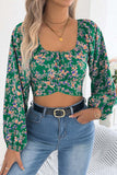 Floral Puff Sleeve Crop Top