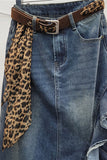 Ruffle Hem Asymmetrical Denim Skirt