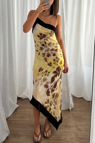 Asymmetric Hem Slip Dress
