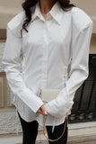 Tie-Side Long Sleeve Collared Shirt