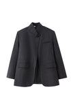 Plaid Stand-Collar Single-Button Blazer