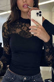 Floral Lace Mock Neck Long Sleeve Top