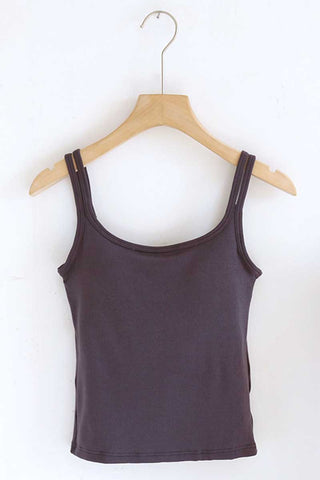 Ribbed Scoop Neck Sleeveless Tank Top