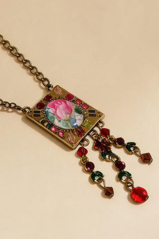 Floral Cameo Pendant Chain Necklace