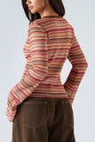 Striped Knit Button-Front Cardigan