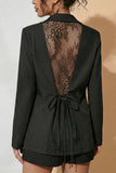 Lace Back Tie-Back Blazer
