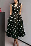 Polka Dot Wrap Evening Dress