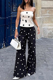 Polka Dot Wide-Leg Casual Pants