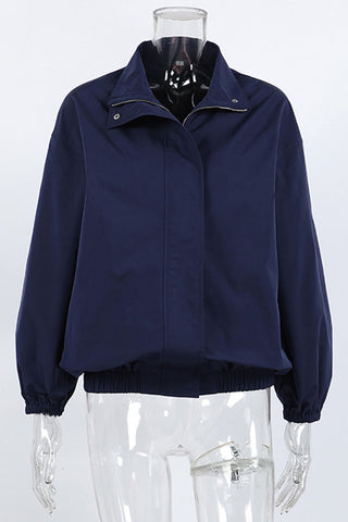 Mock Neck Zip-Front Bomber Jacket
