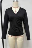 Long Sleeve V-Neck Wrap Front T-Shirt