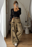 Floral Print High-Waist Baggy Jeans