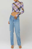 Sheer Polka Dot Mock Neck Crop Top