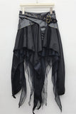 Faux Leather Wrap Asymmetrical Midi Skirt