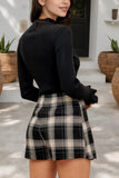 Plaid Skort with Button Details