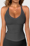 Ribbed V-Neck Racerback Tank Top