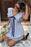 Bow-Detail Ruffle Casual Dress