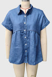 Button-Front Short Sleeve Top