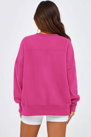 Crew Neck Side Slit Sweatshirt