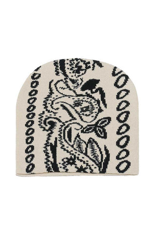 Paisley Print Knit Beanie Hat