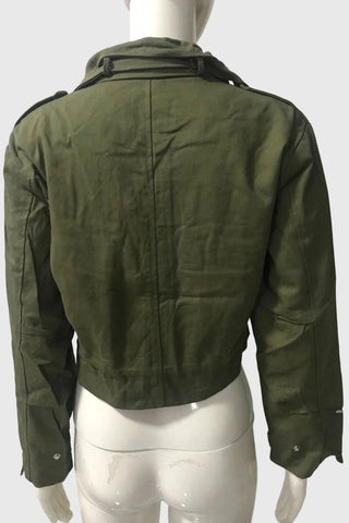 Zip-Front Crop Jacket with Side Ties