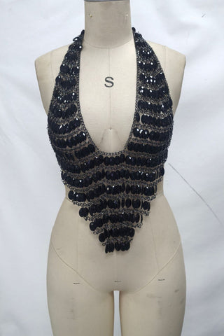 Beaded Halter Chain-Link Tank