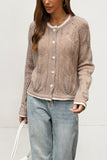 Pointelle Knit Button-Front Cardigan