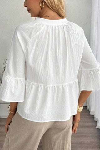 Ruffle Hem Button Blouse