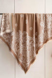 Paisley Print Fringed Square Scarf