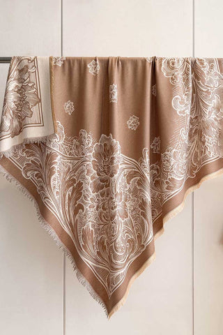 Paisley Print Fringed Square Scarf