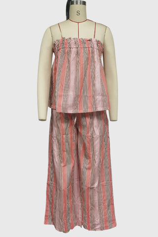 Strapless Striped Pants Set