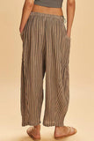Elastic Waist Pocket Wide Leg Pants