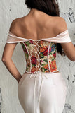 Floral Lace-Up Off-Shoulder Tank