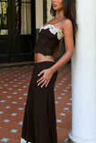 Lace Trim Skirt Set