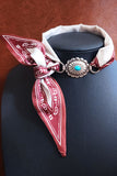 Printed Bandana Neck Scarf with Turquoise Buckle