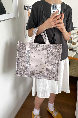 Paisley Print Quilted Tote Bag