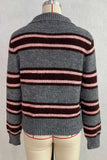 Striped Button-Front Knit Cardigan