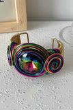 Wire-Wrapped Spiral Gem Cuff Bracelet