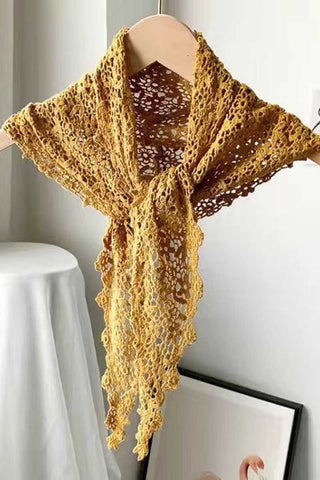 Openwork Crochet Triangle Scarf