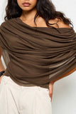 Ruched Off-Shoulder Draped Blouse