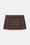 Plaid Zip-Up Mock Neck Short Set