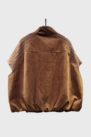 Knit Shoulder Suede Mock Neck Vest