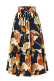 Tiered Drawstring Floral Maxi Skirt