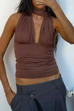 Tie-Back Halter Plaid Tank