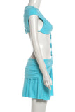 Cutout Ruched Puff Sleeve Dress