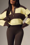 Striped Button-Front Henley Knit Sweater