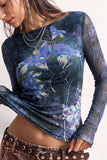 Sheer Floral Print Long Sleeve Top