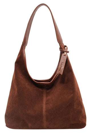 Slouchy Suede Hobo Shoulder Bag