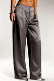 Satin High-Waist Wide-Leg Casual Pants